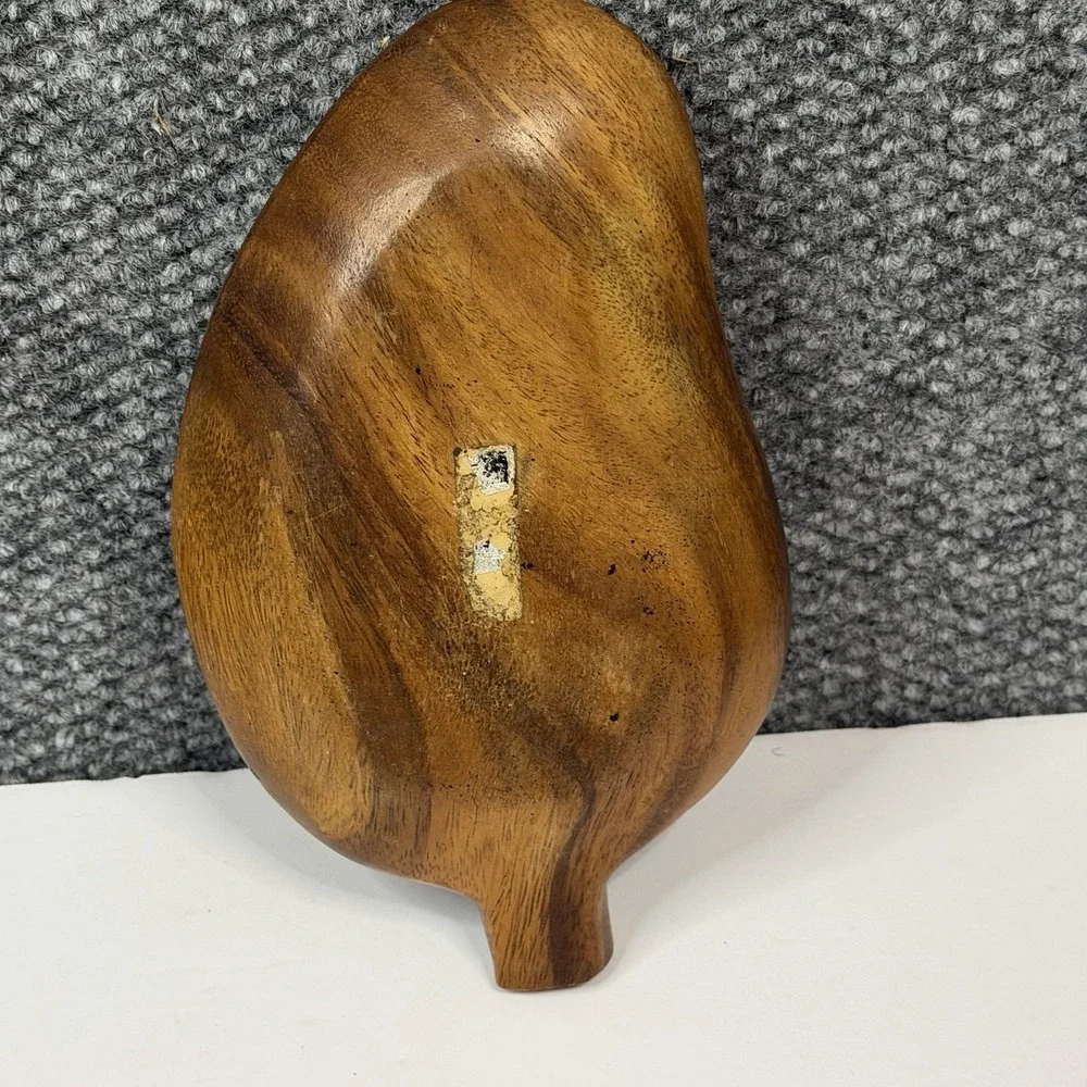 Vintage Monkey Pod Wood Carved Hand Crafted Leaf Tray Philippines